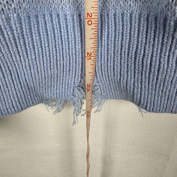 NWT PacSun Sunny Cropped Boxy Knit Sweater Oversized Size Small Distressed Hem - Picture 6 of 6